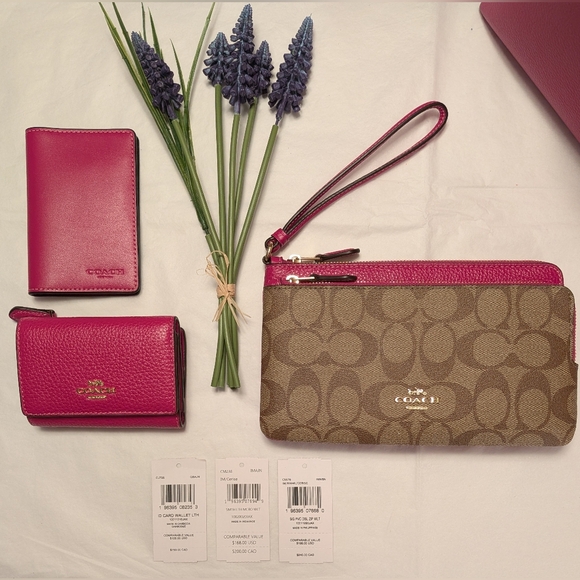 Coach Mollie Leather Tote and Accessory Set in CERISE PINK -NWT - Picture 9 of 13